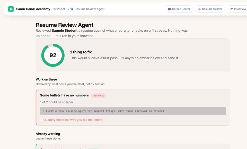 Resume Review Agent, scoring a resume